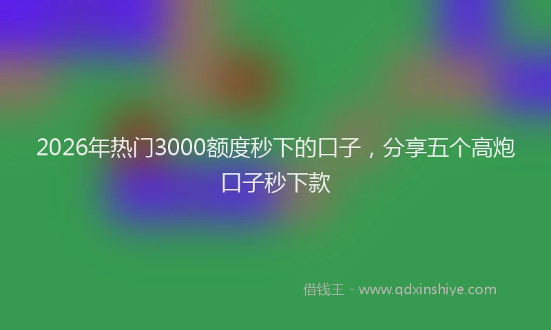 2026年热门3000额度秒下的口子，分享五个高炮口子秒下款
