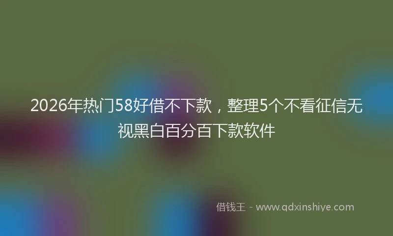 2026年热门58好借不下款，整理5个不看征信无视黑白百分百下款软件