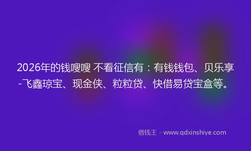 2026年的钱嗖嗖 不看征信有：有钱钱包、贝乐享-飞鑫琼宝、现金侠、粒粒贷、快借易贷宝盒等。