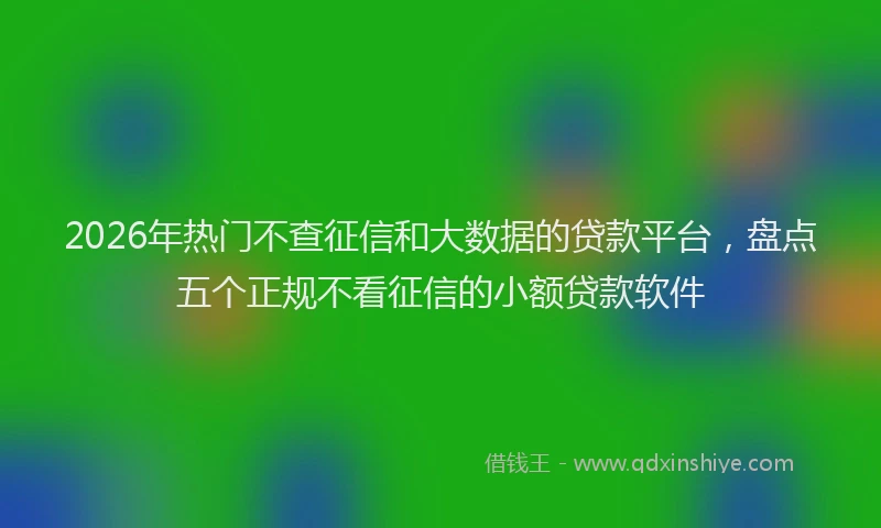 2026年热门不查征信和大数据的贷款平台，盘点五个正规不看征信的小额贷款软件