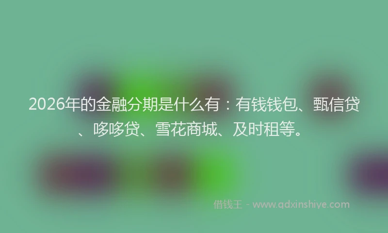 2026年的金融分期是什么有：有钱钱包、甄信贷、哆哆贷、雪花商城、及时租等。