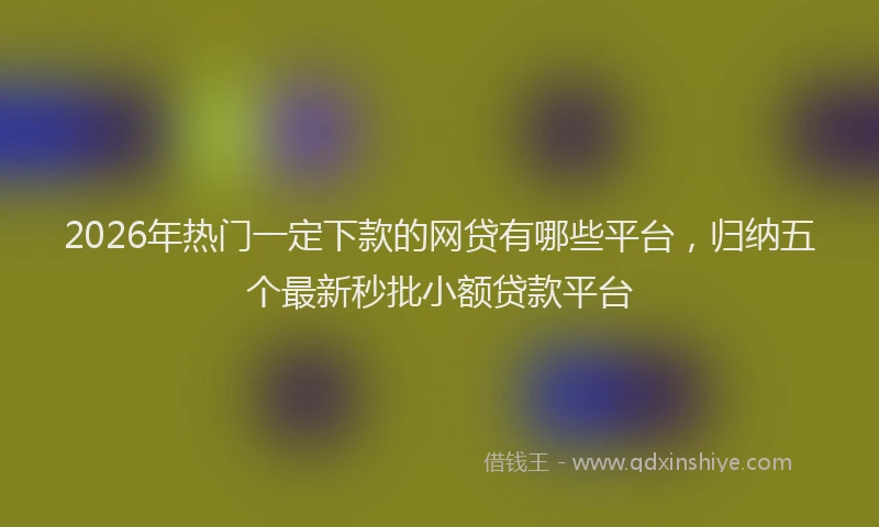 2026年热门一定下款的网贷有哪些平台，归纳五个最新秒批小额贷款平台