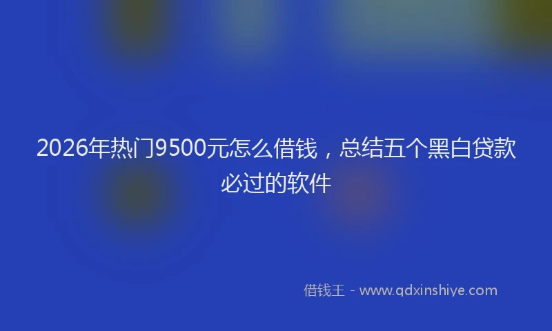 2026年热门9500元怎么借钱，总结五个黑白贷款必过的软件