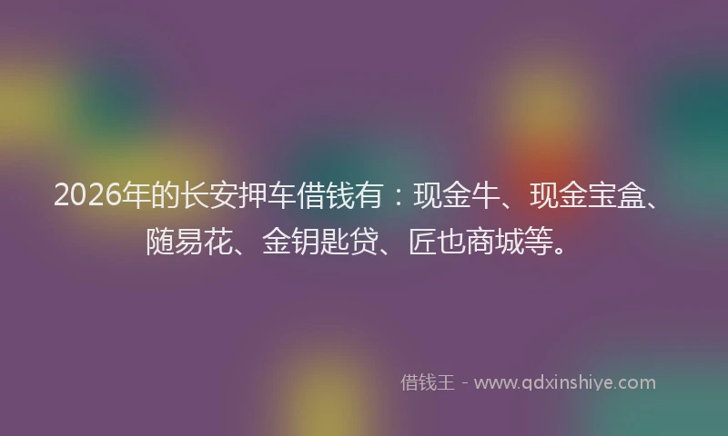 2026年的长安押车借钱有：现金牛、现金宝盒、随易花、金钥匙贷、匠也商城等。