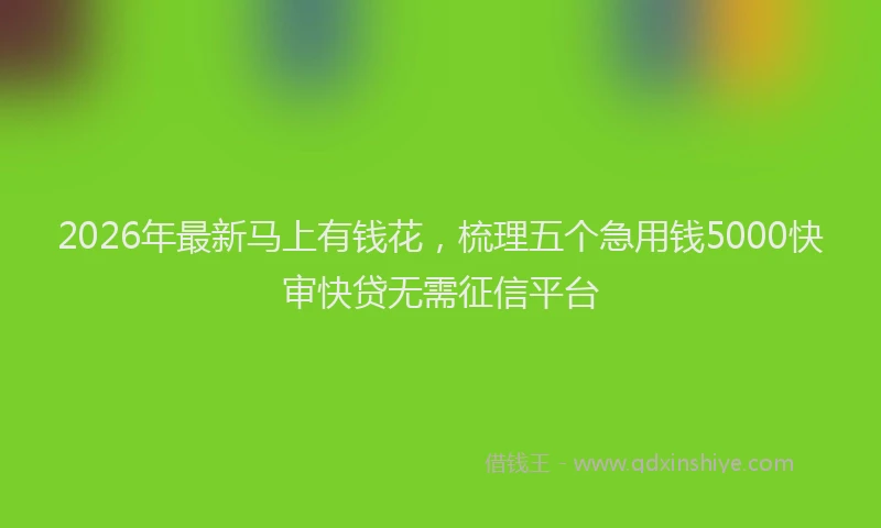 2026年最新马上有钱花，梳理五个急用钱5000快审快贷无需征信平台