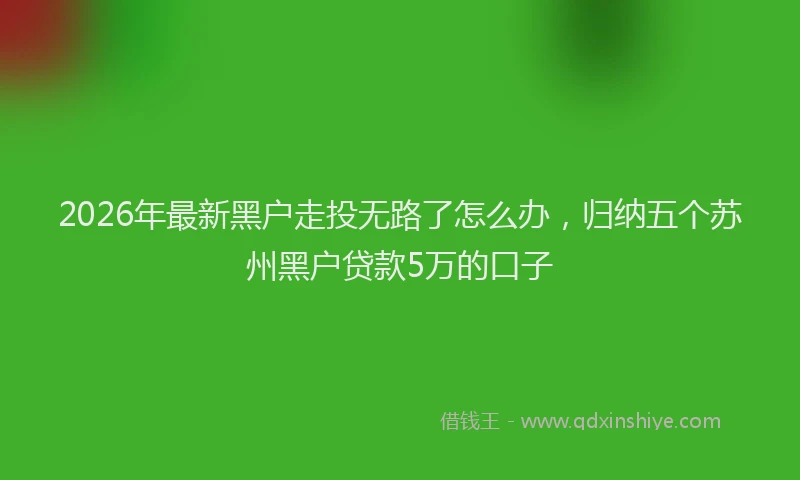 2026年最新黑户走投无路了怎么办，归纳五个苏州黑户贷款5万的口子