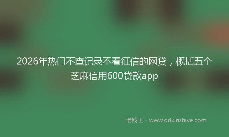 2026年热门不查记录不看征信的网贷，概括五个芝麻信用600贷款app