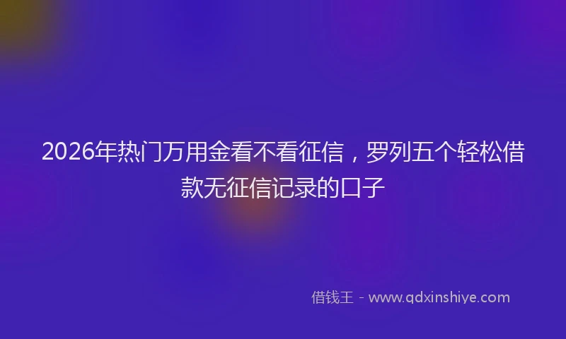 2026年热门万用金看不看征信，罗列五个轻松借款无征信记录的口子