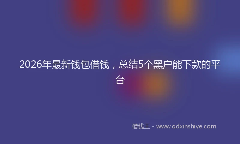 2026年最新钱包借钱，总结5个黑户能下款的平台