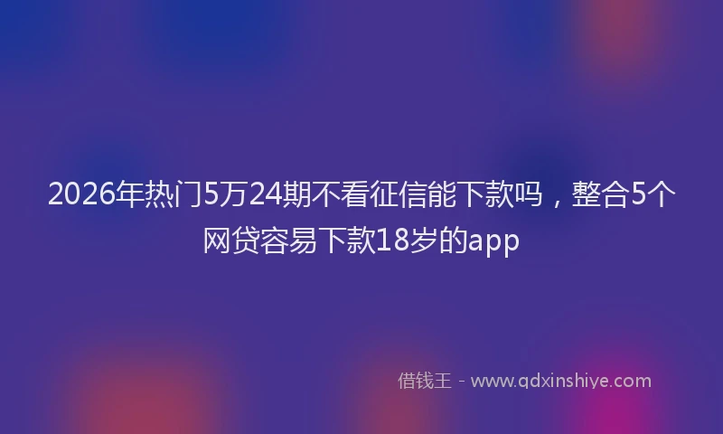 2026年热门5万24期不看征信能下款吗，整合5个网贷容易下款18岁的app