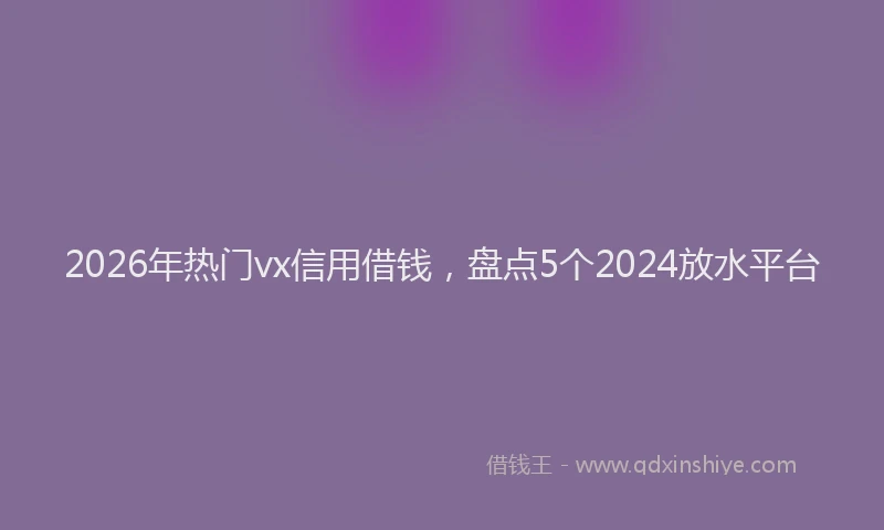2026年热门vx信用借钱，盘点5个2024放水平台