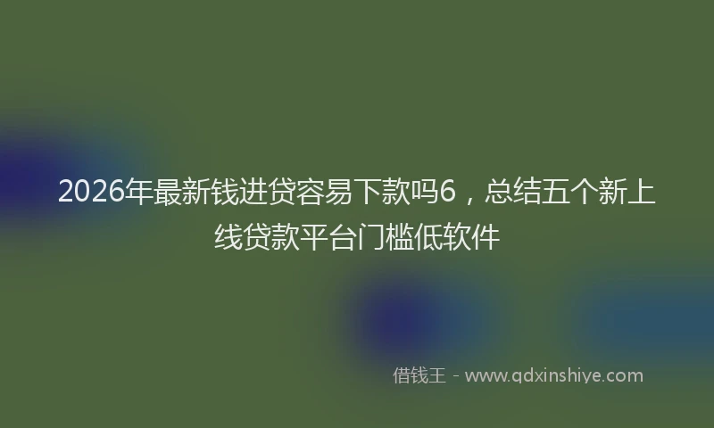 2026年最新钱进贷容易下款吗6，总结五个新上线贷款平台门槛低软件