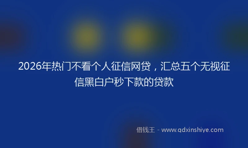 2026年热门不看个人征信网贷，汇总五个无视征信黑白户秒下款的贷款
