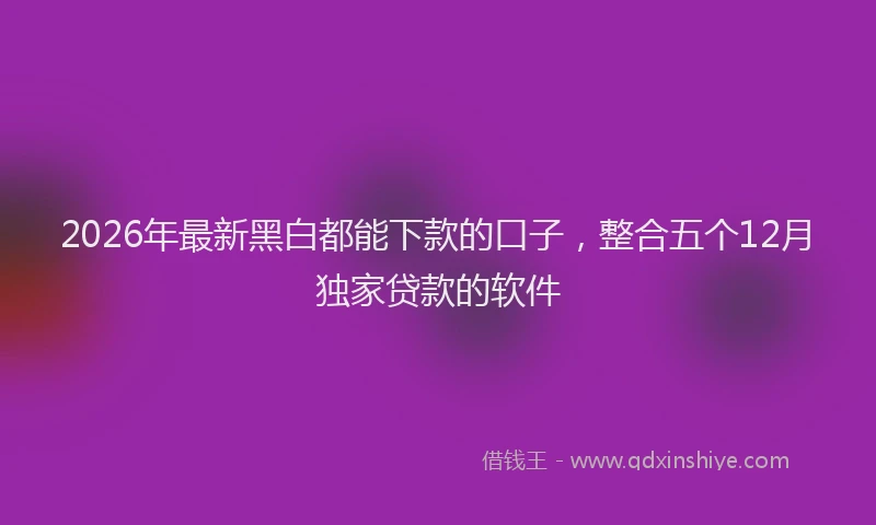 2026年最新黑白都能下款的口子，整合五个12月独家贷款的软件