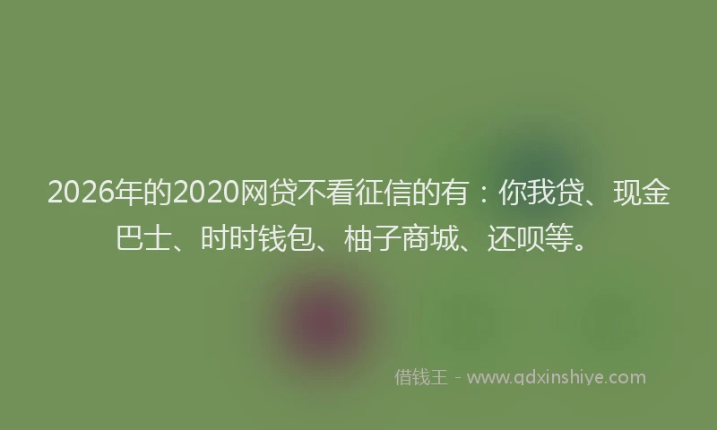 2026年的2020网贷不看征信的有：你我贷、现金巴士、时时钱包、柚子商城、还呗等。