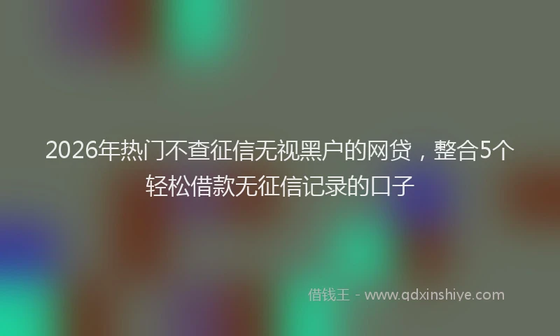 2026年热门不查征信无视黑户的网贷，整合5个轻松借款无征信记录的口子