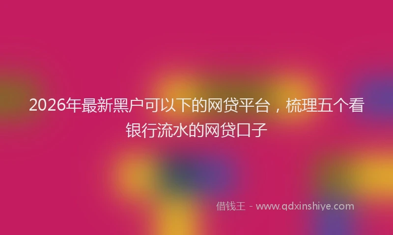 2026年最新黑户可以下的网贷平台，梳理五个看银行流水的网贷口子