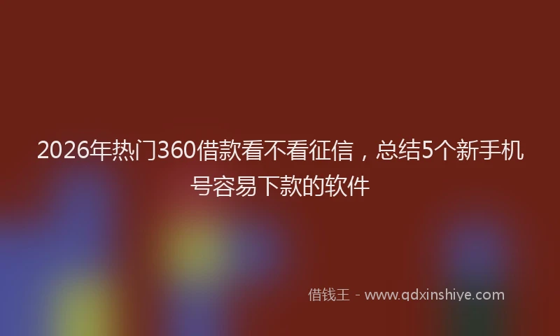 2026年热门360借款看不看征信，总结5个新手机号容易下款的软件