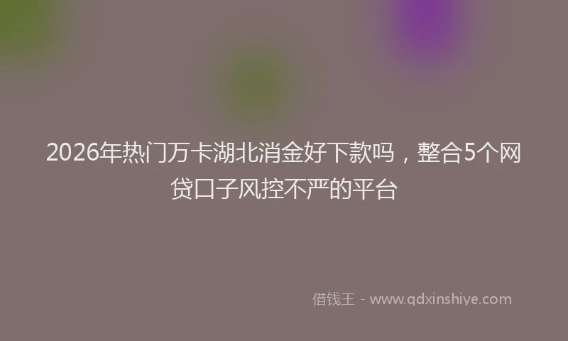 2026年热门万卡湖北消金好下款吗，整合5个网贷口子风控不严的平台