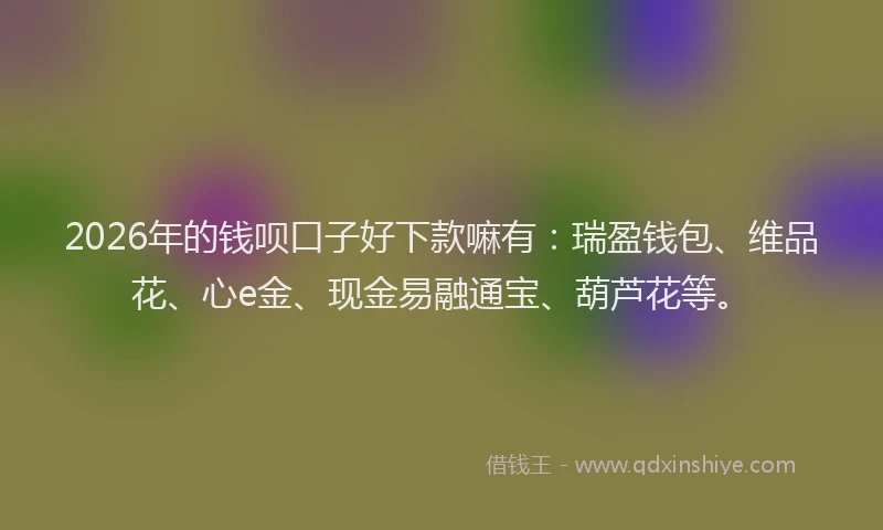 2026年的钱呗口子好下款嘛有：瑞盈钱包、维品花、心e金、现金易融通宝、葫芦花等。