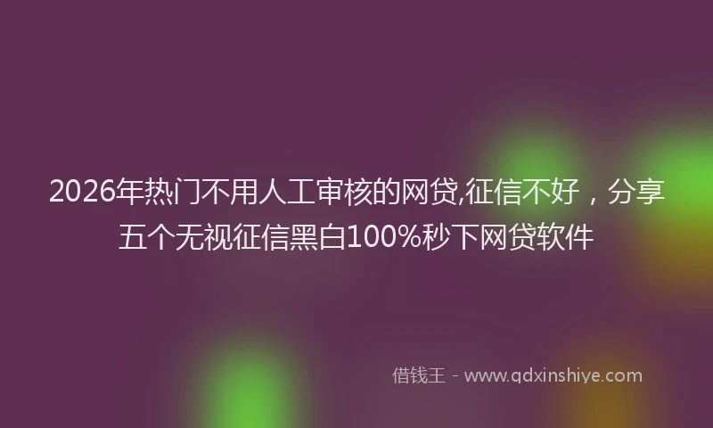 2026年热门不用人工审核的网贷,征信不好，分享五个无视征信黑白100%秒下网贷软件