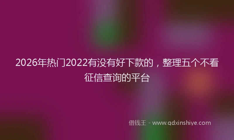 2026年热门2022有没有好下款的，整理五个不看征信查询的平台