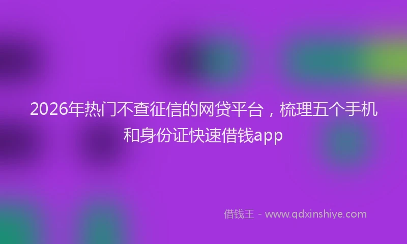2026年热门不查征信的网贷平台，梳理五个手机和身份证快速借钱app