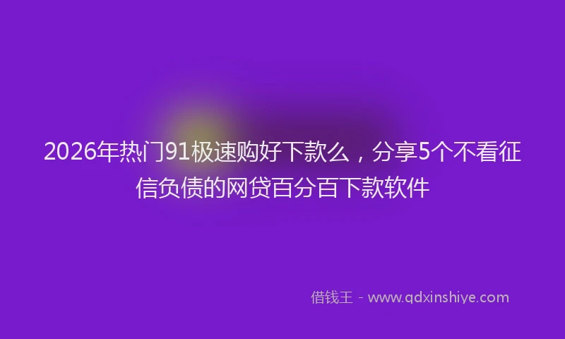 2026年热门91极速购好下款么，分享5个不看征信负债的网贷百分百下款软件