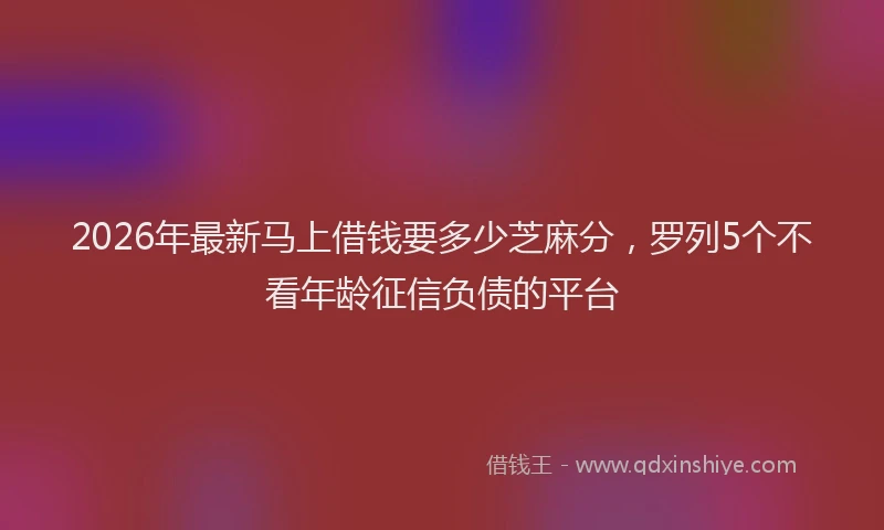 2026年最新马上借钱要多少芝麻分，罗列5个不看年龄征信负债的平台