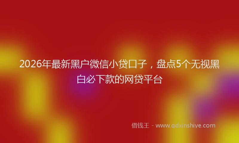 2026年最新黑户微信小贷口子，盘点5个无视黑白必下款的网贷平台