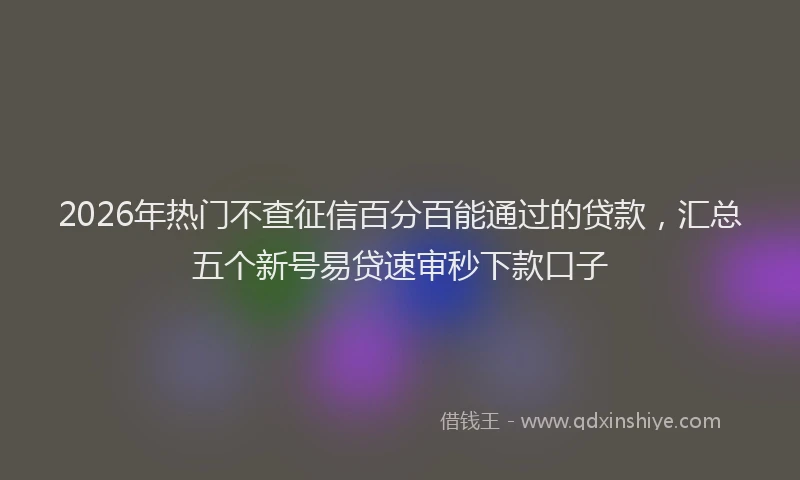 2026年热门不查征信百分百能通过的贷款，汇总五个新号易贷速审秒下款口子
