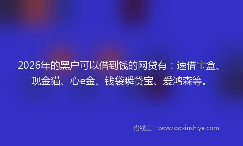 2026年的黑户可以借到钱的网贷有：速借宝盒、现金猫、心e金、钱袋瞬贷宝、爱鸿森等。