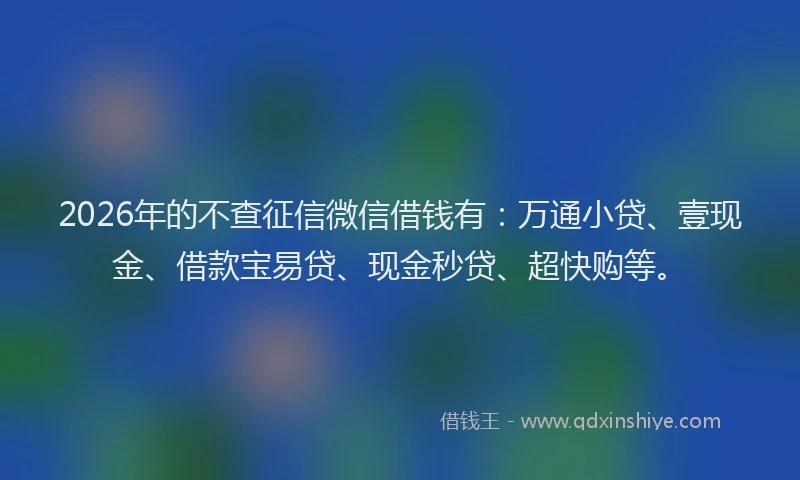 2026年的不查征信微信借钱有：万通小贷、壹现金、借款宝易贷、现金秒贷、超快购等。