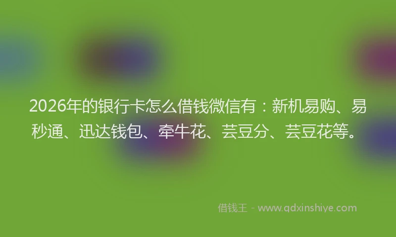 2026年的银行卡怎么借钱微信有：新机易购、易秒通、迅达钱包、牵牛花、芸豆分、芸豆花等。