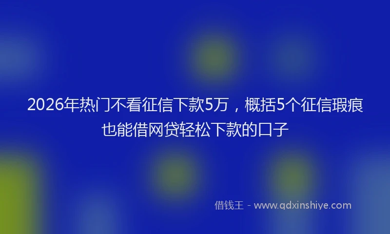 2026年热门不看征信下款5万，概括5个征信瑕疵也能借网贷轻松下款的口子