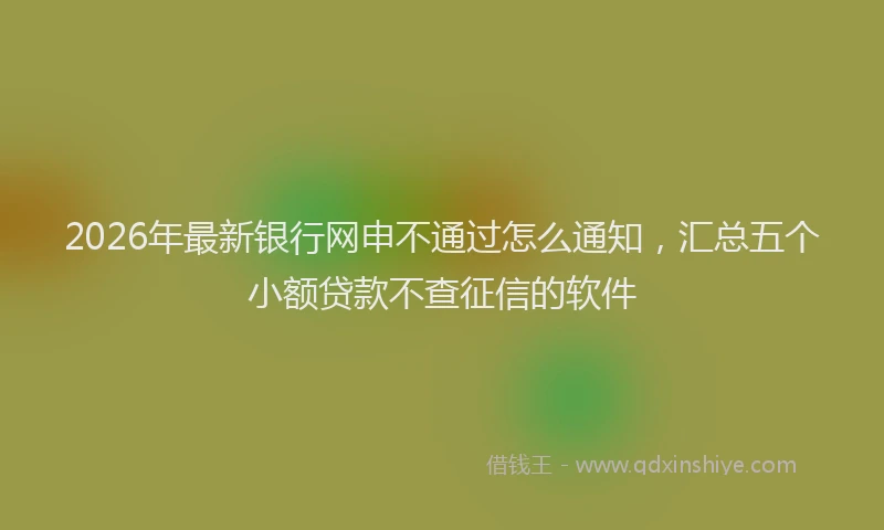 2026年最新银行网申不通过怎么通知，汇总五个小额贷款不查征信的软件