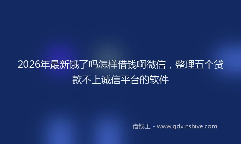 2026年最新饿了吗怎样借钱啊微信，整理五个贷款不上诚信平台的软件
