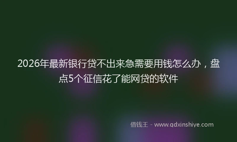 2026年最新银行贷不出来急需要用钱怎么办，盘点5个征信花了能网贷的软件
