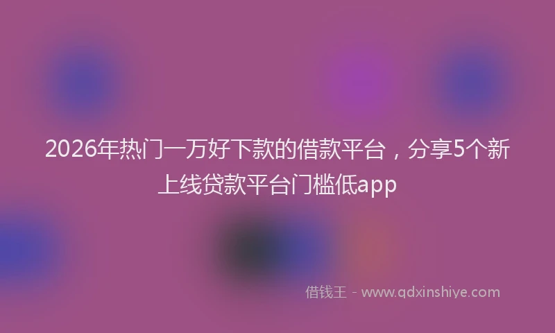 2026年热门一万好下款的借款平台，分享5个新上线贷款平台门槛低app
