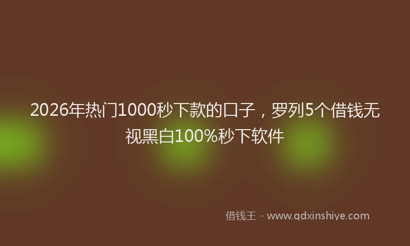 2026年热门1000秒下款的口子，罗列5个借钱无视黑白100%秒下软件