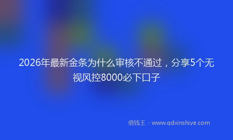 2026年最新金条为什么审核不通过，分享5个无视风控8000必下口子