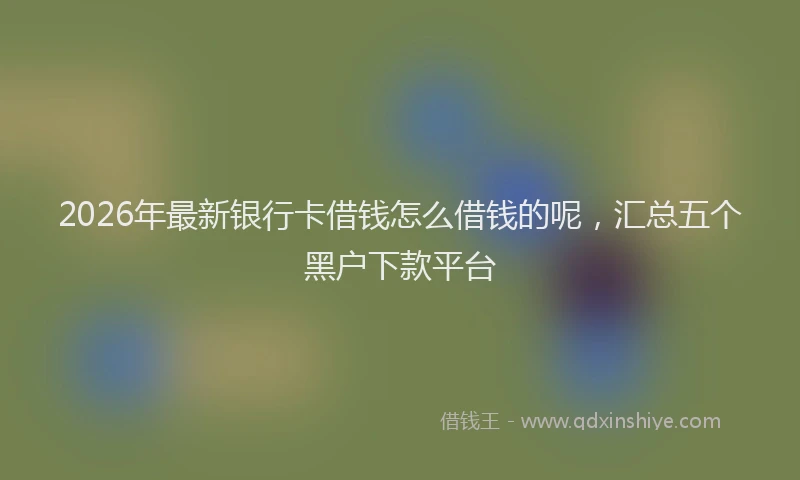 2026年最新银行卡借钱怎么借钱的呢，汇总五个黑户下款平台