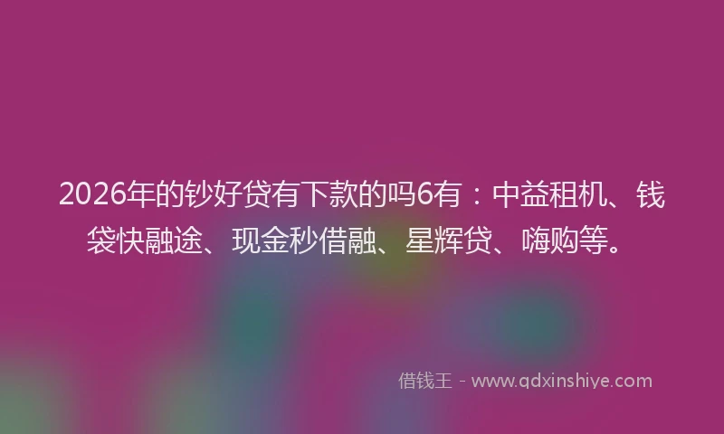 2026年的钞好贷有下款的吗6有：中益租机、钱袋快融途、现金秒借融、星辉贷、嗨购等。