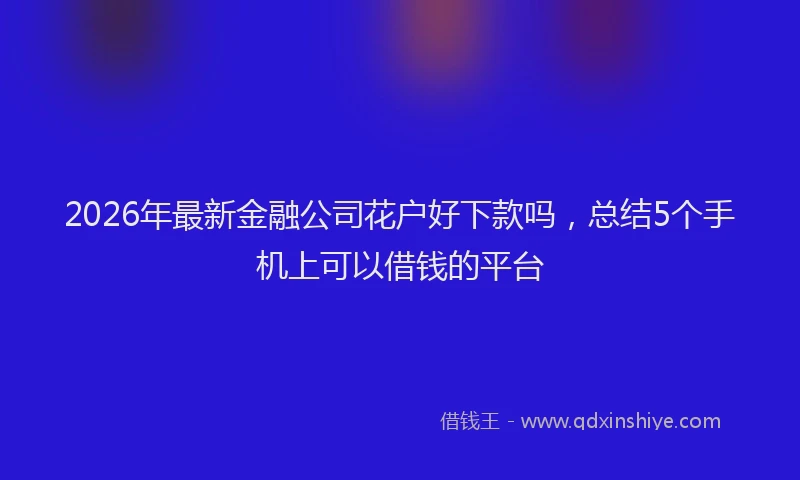 2026年最新金融公司花户好下款吗，总结5个手机上可以借钱的平台