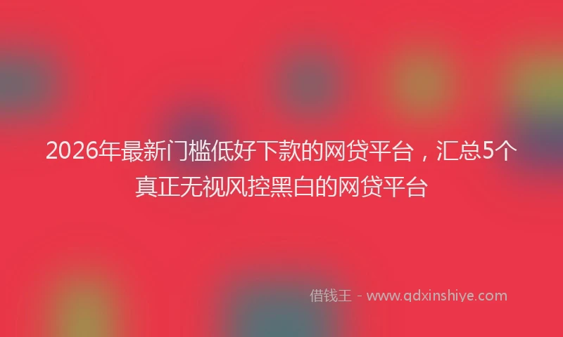 2026年最新门槛低好下款的网贷平台，汇总5个真正无视风控黑白的网贷平台