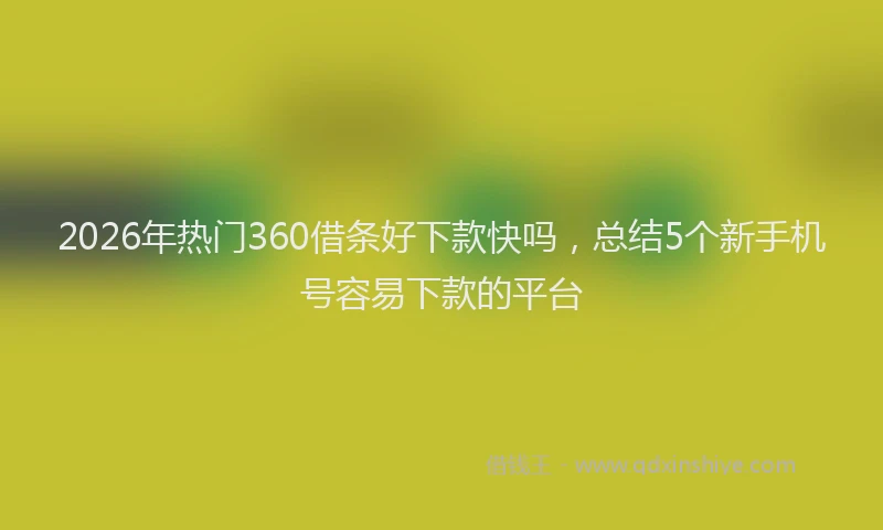 2026年热门360借条好下款快吗，总结5个新手机号容易下款的平台