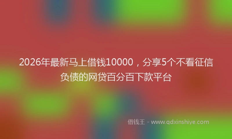 2026年最新马上借钱10000，分享5个不看征信负债的网贷百分百下款平台