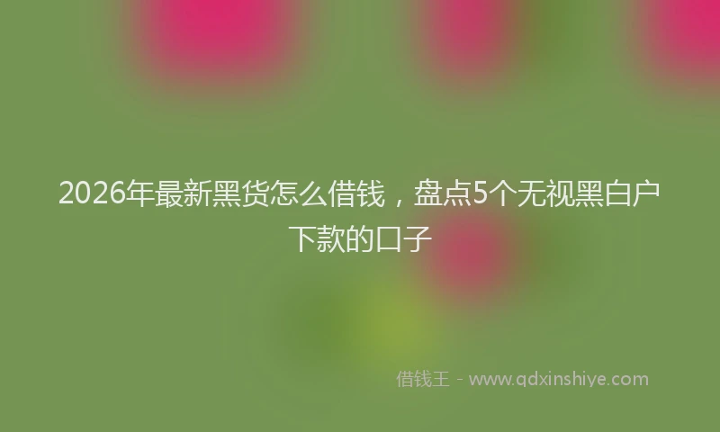 2026年最新黑货怎么借钱，盘点5个无视黑白户下款的口子
