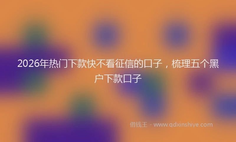 2026年热门下款快不看征信的口子，梳理五个黑户下款口子
