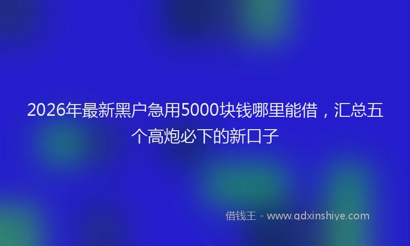 2026年最新黑户急用5000块钱哪里能借，汇总五个高炮必下的新口子